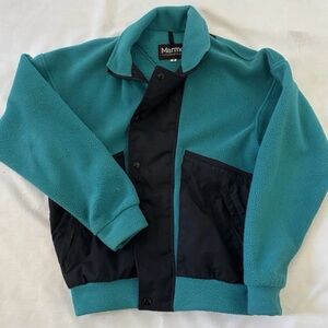 Vintage Marmot Mens Medium Green Black Purple Fleece Jacket Zip Button